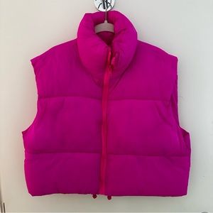 Women's Fashion High Neck Zipper Cropped Puffer Vest